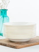纯白骨瓷菜盘西餐盘家用创意陶瓷西餐具意面圆形草帽盘子中式汤盘