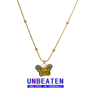 UNBEATEN珐琅滴油蝴蝶项链女小众复古高级感配饰民族风气质锁骨链