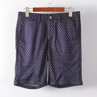 威可品牌蓝色短裤男 夏季针织薄款休闲裤 垂感凉爽 时尚修身波点