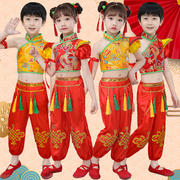 儿童喜庆演出服中国风，打鼓开门红民族舞蹈服男女童，腰鼓秧歌表演服