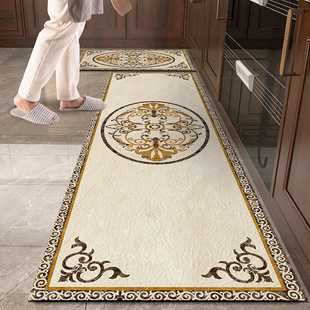 欧式厨房地垫长条防水防滑脚垫家用可擦免洗pvc美式防油皮革地毯