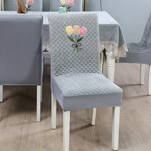 全包餐桌椅子套罩家用坐垫椅垫靠背一体防滑加厚夹棉麻料布艺套装