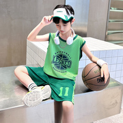 男童夏装套装儿童夏季洋气速干衣，中大童无袖背心篮球运动训练队服