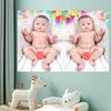 新生双胞胎男宝宝海报婴儿图片，娃娃画报墙贴备孕照片画像儿童照片
