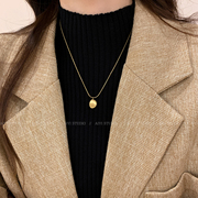 双层叠戴钛钢(戴钛钢)金色项链，女春夏毛衣，链大气高档吊坠锁骨链高级感配饰