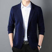 美丽诺细羊毛西装秋季韩版青年针织开衫长袖单排扣外搭潮毛衫