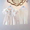 婴儿童装洋气女宝宝夏装公主碎花两件裙套装0-1-23岁女童夏天衣服