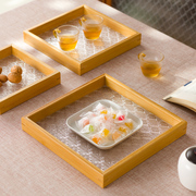 竹质餐盘酒店早餐托盘，家用长方形放茶具水杯子，茶盘餐厅客厅水果盘