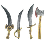 塑料武器装备道具骷髅海盗，塑料玩具鹰爪，斧头佐罗