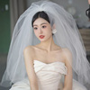 新娘结婚蓬蓬头纱主婚纱头饰，影楼摄影写真旅拍复古订婚礼领证韩式