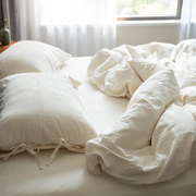 高端简约素色纯棉四件套全棉原色床上用品双人床单被套床品套件