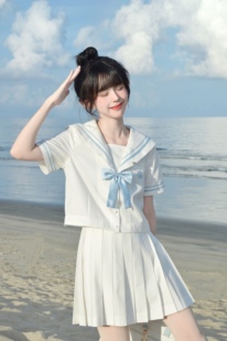 小苍兰jk 2/24 晚8点再贩 纯白日系女学生夏季短袖水手服制服