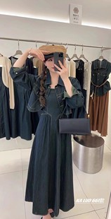 牛仔衣短外套+吊带牛仔裙长款连衣裙，两件套时尚套装女装秋卡罗661