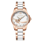 蝴蝶自动机械瑞士手表，女时尚品牌陶瓷夜光表带，陀飞轮国产腕表