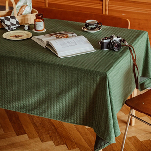 墨绿麦穗复古纯色田园客厅会议餐桌布茶几盖布定制大台布