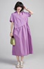 紫布语2020夏装不规则设计纯棉文艺范中长款女显瘦连衣裙2587