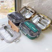 三格不锈钢饭盒带餐具，便当盒加热保温学生午餐盒日式