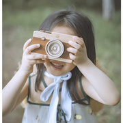 儿童摄影道具仿真手拿复古相机，影楼婚纱宝宝拍照摆件木质摆台