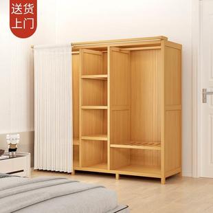 衣柜家用卧室简易组装出租房屋经济型，结实耐用牛津布竹木收纳衣橱