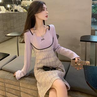 小香风连衣裙秋装女2023年设计感时尚气质长袖高级感法式裙子