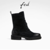 fed厚底马丁靴冬季靴子黑色小短靴粗跟机车靴女款R1102-ZF305