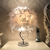 羽毛台灯卧室床头柜灯，创意浪漫简约现代小夜灯结婚房温馨装饰台灯