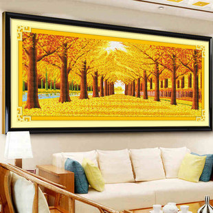全绣版黄金满地十字绣黄金满地，2米3米全景客厅，风景挂画大气大图案