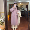 高级感紫色呢子大衣女秋冬装韩版中长款小个子温柔风毛呢外套