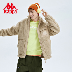 Kappa卡帕羊羔绒外套男 运动卫衣拼接夹克 立领保暖外套K0C72WK70