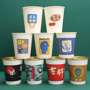 高端纸杯一次性杯子家用加厚加硬待客泡，茶杯办公茶水杯定制印logo