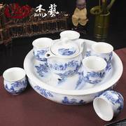 茶具套装家用客厅整套茶具，青花瓷双层陶瓷简约功夫，茶盘茶杯大茶壶