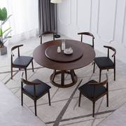 全实木餐桌圆桌转盘家用小户型饭店餐桌椅酒店餐厅现代简约北欧