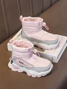 女童雪地靴冬季2023加绒加厚儿童棉鞋中大童防水女款中筒棉靴