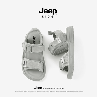 jeep包头凉鞋男童2023年夏季软底防滑运动男孩镂空儿童沙滩鞋