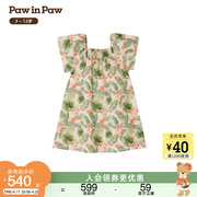 pawinpaw卡通小熊童装，2024年夏季女童，度假风连衣裙可爱俏皮