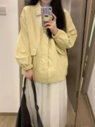 韩式奶黄色pu皮衣外套女春秋，简约高级感小众休闲机车夹克上衣