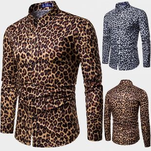 leopardprintlongsleevedoversizedshirt豹纹长袖大码衬衫男