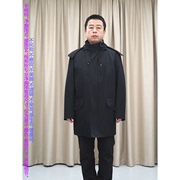 黑色尼克服男 可脱卸帽 中长款 獭兔皮毛一体 普洛克商务皮草外套