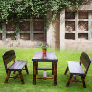 户外庭院花园阳台桌椅实木，碳化防腐桌椅露台，餐厅休闲桌椅定制