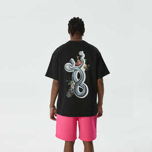 FOAG夏季潮牌黑曼巴蛇KOBE科比tee美式纪念篮球运动情侣款短袖T恤