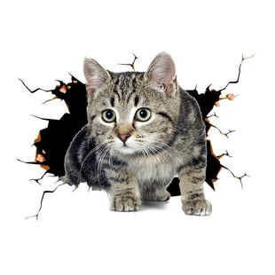 汽车贴纸创意个性3D立体小猫车贴可爱卡通猫咪搞笑车身划痕遮挡贴