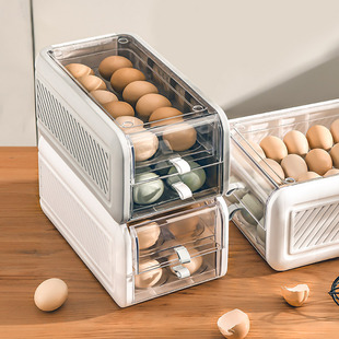 冰箱鸡蛋收纳盒厨房食品级，专用保鲜盒抽屉式鸡蛋盒多层装鸡蛋神器
