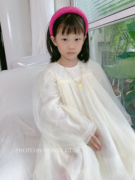 女童米白色纱裙连衣裙，2023秋季女宝宝公主裙，洋气韩系柔软裙子