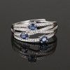 天然蓝宝石戒指女S925银镀金贵重宝石气质开口女戒小众设计高级感