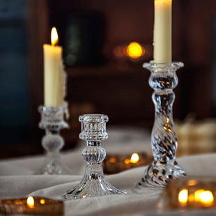 法式复古水晶玻璃烛台ins北欧浪漫烛光，晚餐蜡烛台道具装饰品摆件