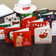 2024年创意圣诞节小贺卡，彩色手绘圣诞老人节日，祝福留言卡片带信封礼物