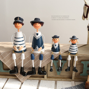 地中海装饰品现代风格家居摆件铁皮吊脚娃娃海军工艺品 礼物