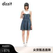 dzzit地素23夏甜酷少女，褶间设计牛仔吊带，连衣裙设计感