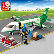 小鲁班积木拼装玩具，飞机模型系列小颗粒，空中巴士客机男孩
