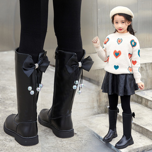 女童鞋靴子秋冬款加绒儿童，长靴2023年冬季中大童，高筒靴马丁靴